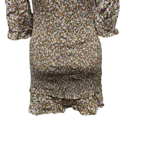 Faithfull The Brand Es Saada Floral Smocked Dress Brown Pink Size 2‎ - Picture 10 of 13